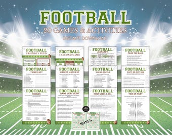 Football Party Games, Printable Football Games Bundle, Draft Party Games, Kids Football Birthday Games, Big Game Activities, Football Bingo
