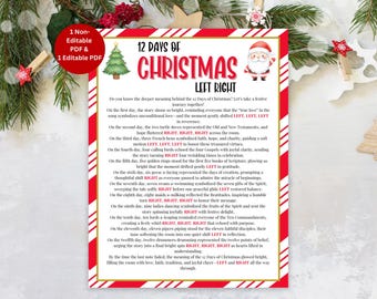 クリスマス12日間左右ゲーム、大人と子供向けの楽しいキリスト教クリスマスゲーム、クリスマス聖書ゲーム、プレゼントを渡すギフトゲームCG01