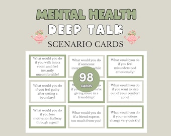 Mental Health Deep Talk Conversation Cards, What Would You Do If Game Cards, Mental Health Group Activity for Teen Adults, Anxiety Printable