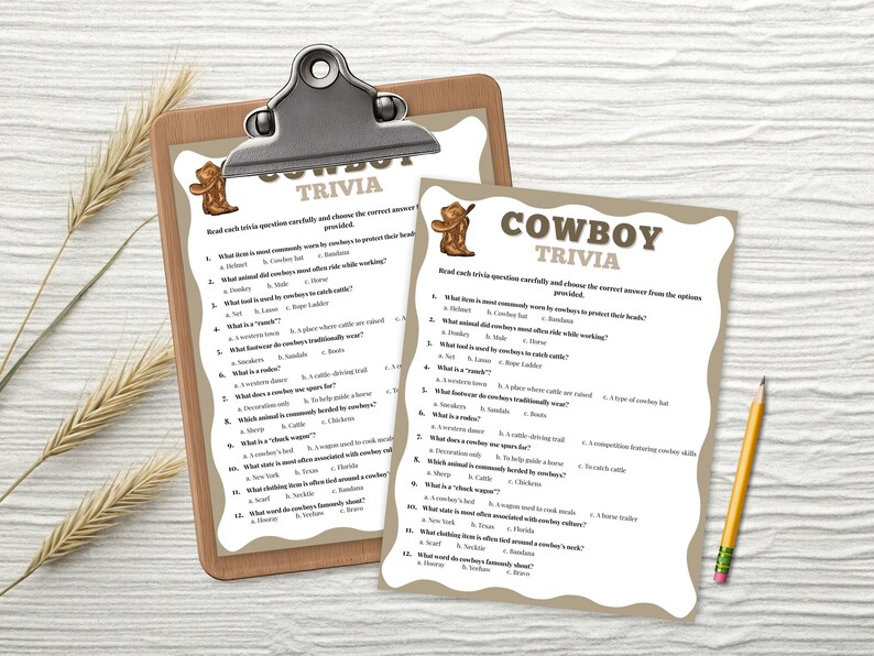 Question Cowboy Cowboy Trivia Game, Western Wild West Game for Kids Adults, Lasso Theme ...