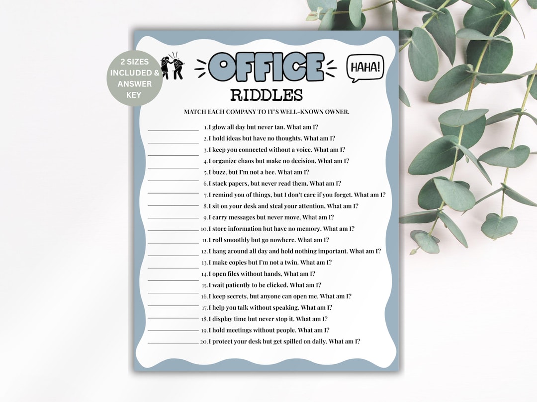 Pixie Ridles Office Riddles Game, Fun Team Building Game for Staff, Office ...