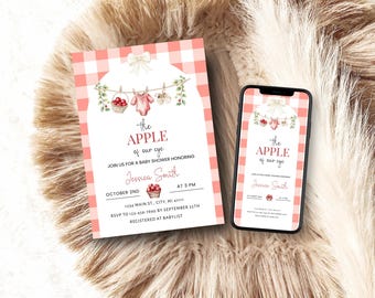 Apple of Our Eye Baby Shower Invitation, Printable Fall Apple Baby Sprinkle, Apple Baby Shower Theme, Apple Baby Invite AOE2