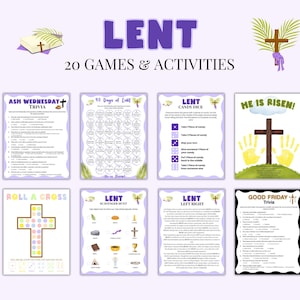 Lent Bundle, Christian Lent Games for Kids, Lent Sunday School, Lenten Activities, Lent Church Bible Games, Lent Crafts, Ash Wednesday