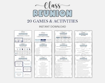 Class Reunion Games Bundle, Printable High School Reunion Games, College Reunion, Class Reunion Activities, Group Icebreaker Games