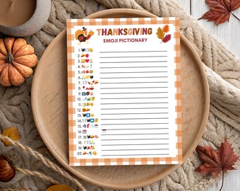 Thanksgiving Emoji Pictionary Game, Thanksgiving Printable Games, Thanksgiving Trivia, Party Games, Friendsgiving, Icebreaker Fun Game TG01