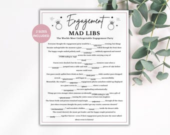 Mad Libs Engagement Game, Engagement Party Game, Wedding & Bridal Shower Activity, Bachelorette Game, Bridal Shower Games, Couples Shower