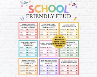 School Friendly Feud Game, Printable Classroom Games for Kids, School Icebreaker Game, Teacher Student Family Feud, Back to School Activity