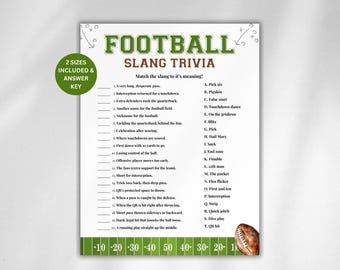 Football Slang Trivia Game, Funny American Football Game for Adults Kids, Football Party Game, Football Birthday, Printable Football Trivia