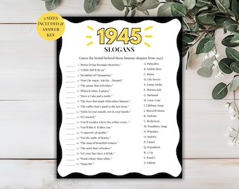 81st Birthday Slogans Game, TV and Radio Trivia Game, 1945 Trivia Match up Quiz, 81st Birthday Game, 1945 Birthday Games, Born in 1945