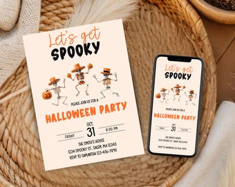 Spooky Halloween Party Invitation, Spooky Kids Costume Party Invite, Kids Halloween Party Invitation Printable Ghost Halloween Birthday HT01