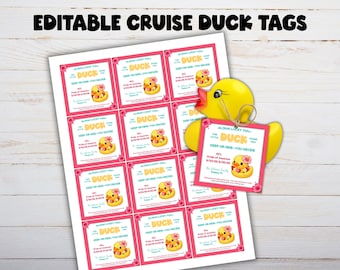 Bearbeitbares Hawaii Cruise Duck Tag, Cruising Duck Karten, Sie haben eine Ente für Cruise Duck Versteckspiel gefunden, Cruise Label, Printable Cruise Duck Tag