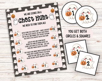 Halloween Scavenger Hunt Game, Printable Halloween Game, Kids Games, Classroom Game, Preschool Activity, Ghost Hunt Editable Template HT01