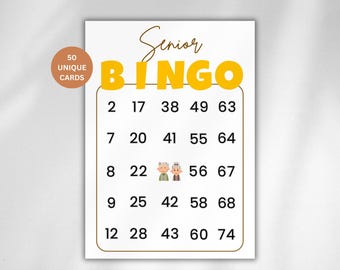 Senior Bingo Cards, Senior Party Games, Senior Citizens Bingo, Nursing Home Games, Elderly Icebreaker Games, Games for Seniors