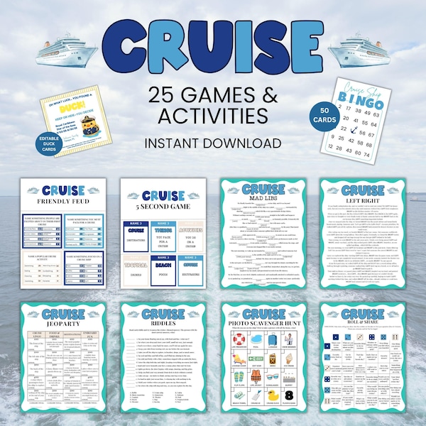 クルーズゲームセット、クルーズバケーションゲーム、ファミリークルーズゲーム、クルーズ船ゲーム、印刷可能なクルーズゲーム、クルーズアクティビティ