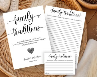 Family Traditions Sign and Card, Family Traditions Baby Shower Game Printable, Baby Shower Advice, Baby Sprinkle Game, Wishes for Baby BSG01