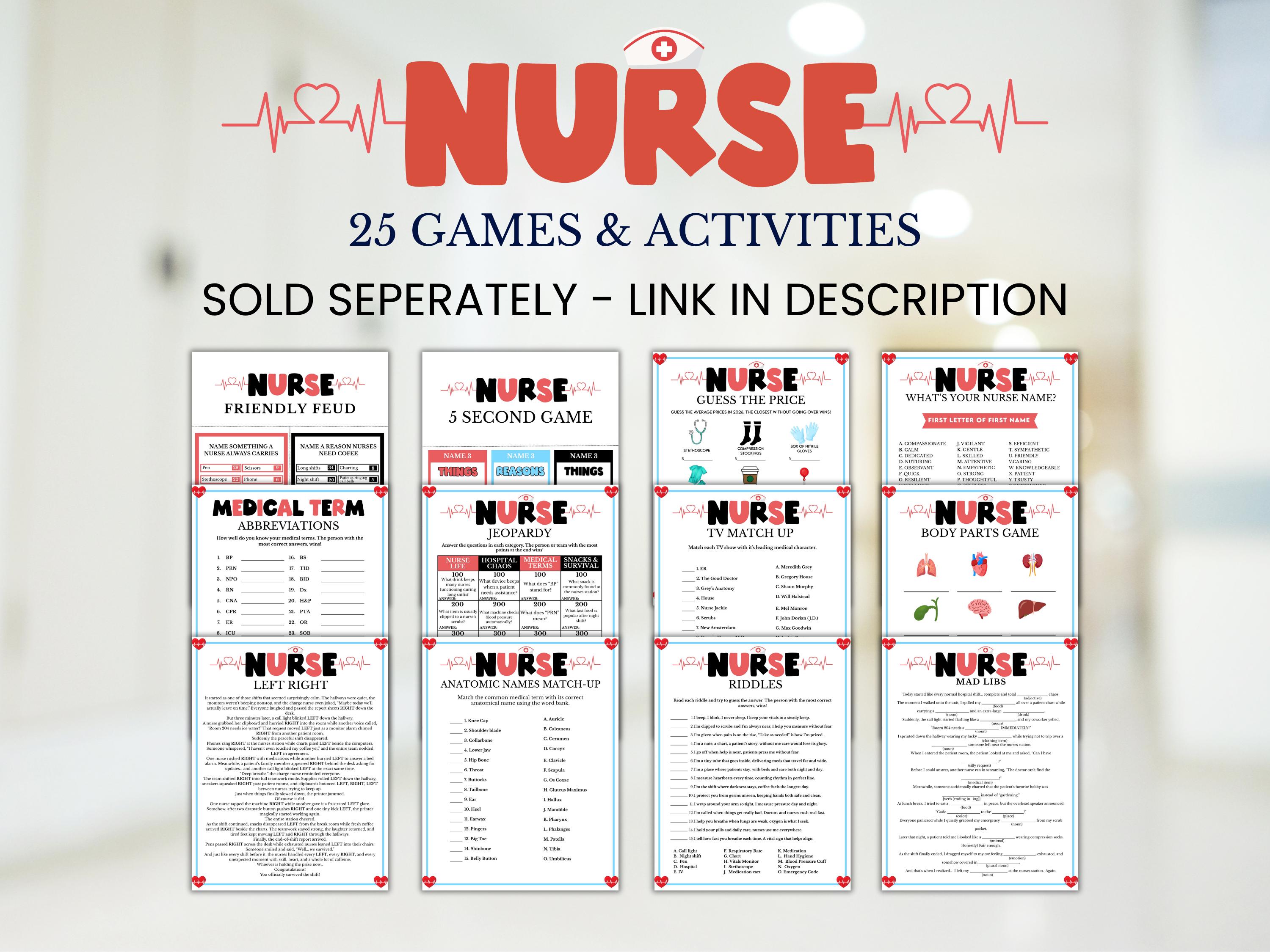 Nurse Party Game, Medical Riddles Jokes, Nurse Graduation Game, Nurse ...