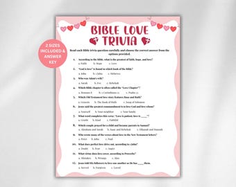Valentine Bible Love Trivia Game, Fun Printable Bible Game for Kids Adults, Christian Valentine's Day Game for Sunday School Youth Group