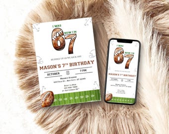 Football Six Seven Birthday Invitation, 6 7 meme, Football 7th Birthday Invitation, Digital Download, Touchdown Birthday S67S