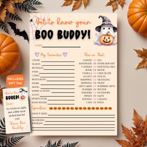 Editable Boo Buddy Gift Exchange, Boo Basket Gift Exchange, You&#39;ve been Booed Tag, Halloween Booed gift bag, Buddy Questionnaire HT01