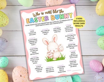 Easter Game, Who is most like the Easter Bunny, Easter Party Game Kids Adults Seniors, Easter Classroom Game, Office Game, Easter Activities