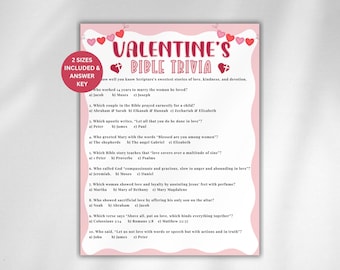Valentines Bible Trivia Game, Fun Christian's Valentine's Day Game for Kids Adults, Sunday School Valentine's Trivia Quiz, Church Activity