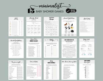 Baby Shower Games bundle, Minimalist Gender Neutral Baby Sprinkle Activities, Printable Simple Funny Baby Shower Games, Fun Activity BSG1