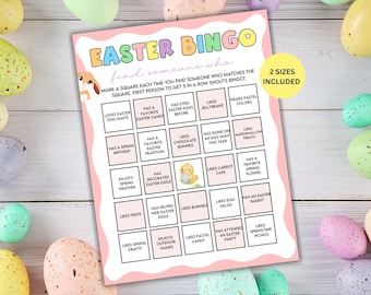 Easter Bingo Find Someone Who Game, Easter Activity for Kids Teens Adults, Easter Party Icebreaker Find the Guest Bingo, Classroom Game