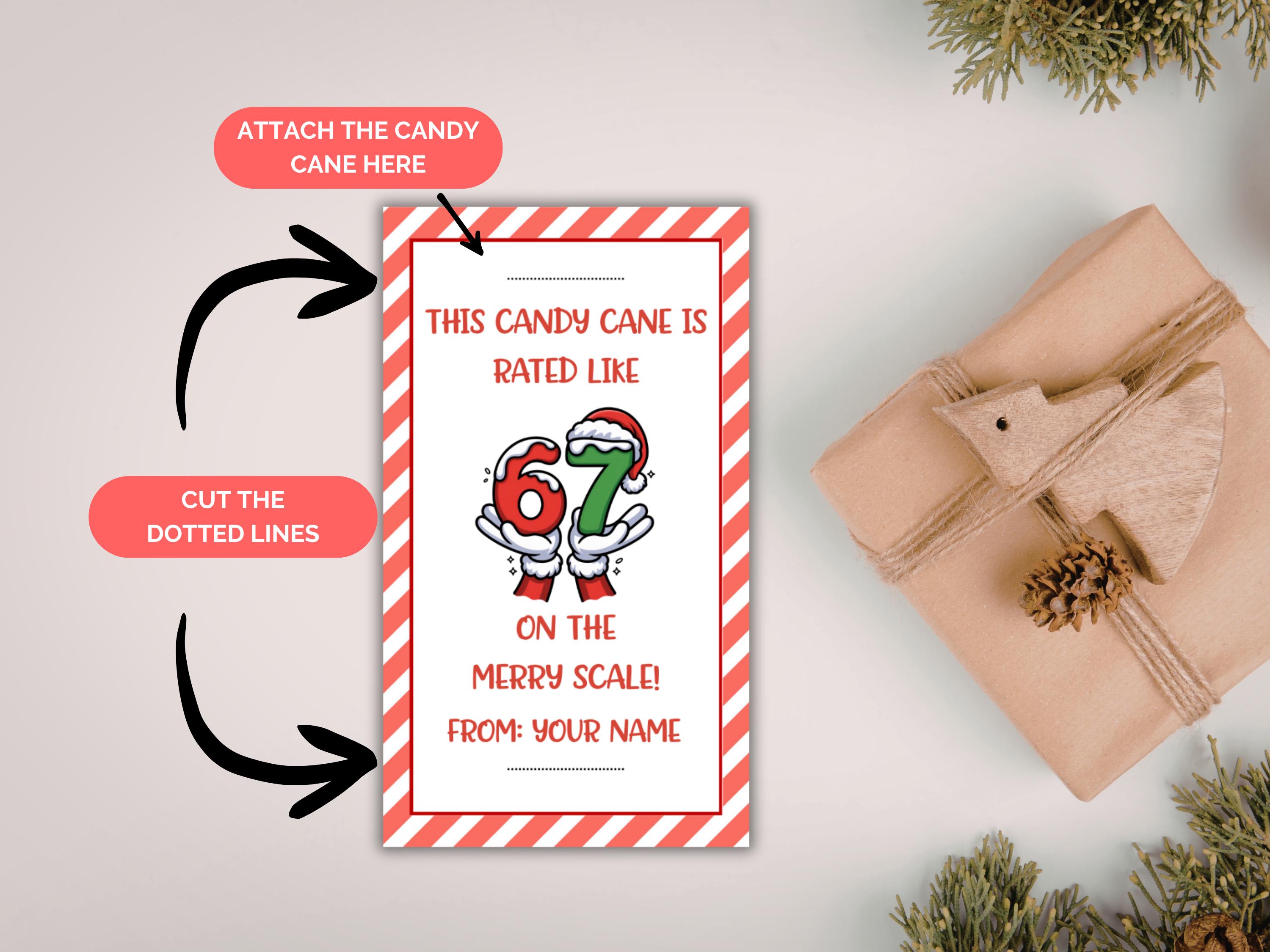 67 Christmas Candy Cane Holder Tag, Printable Holiday Gift Tag ...
