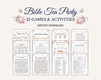 Christian Tea Party Games, Bible Tea Party Games, Bible Activities, Women's Ministry Tea Party Games, Church Tea Party Bundle, Bible Trivia