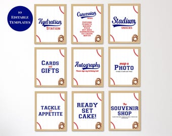 Baseball Party Sign Bundle, Rookie of the Year Sign bundle Template, Little Rookie Turning 1, Baseball Party, Sports Birthday  LR01