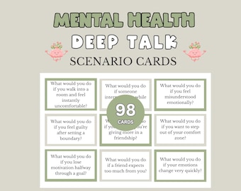 Mental Health Deep Talk Conversation Cards, What Would You Do If Game Cards, Mental Health Group Activity for Teen Adults, Anxiety Printable