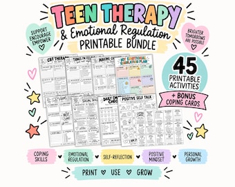 Therapy Games & Worksheets, Printable Therapy Worksheets for Kids Adults, Emotional Regulation Toolkit, Teen Mental Health, Coping Skills