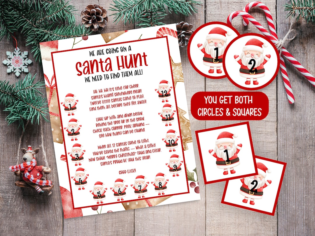 Santa Scavenger Hunt Game, Printable Christmas Game for Kids, Classroom ...
