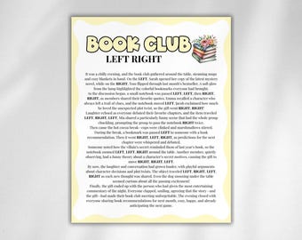 Book Club Left Right Game, Printable Book Club Games, Book Club Icebreaker Games, Bookclub Games, Literary Games, Book Lover Party Games