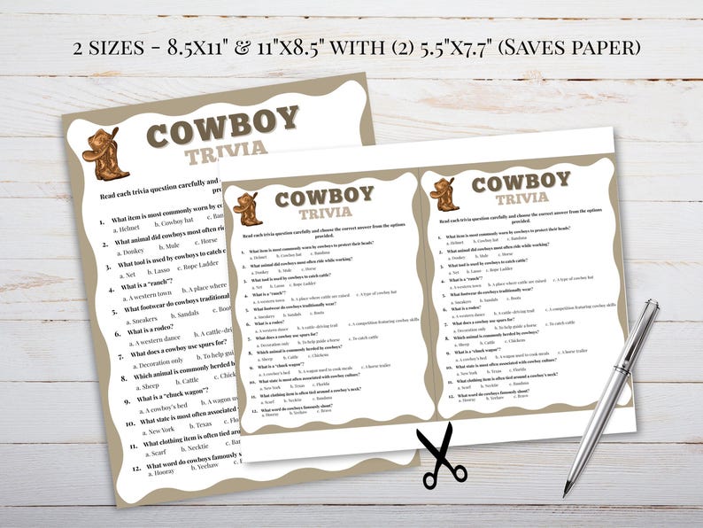 Question Cowboy Cowboy Trivia Game, Western Wild West Game for Kids Adults, Lasso Theme ...