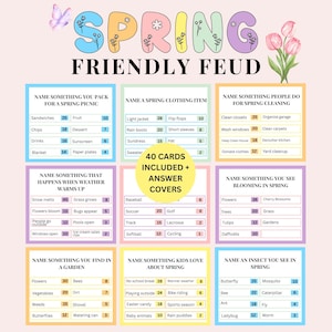 Spring Friendly Feud Game, Printable Spring Party Game for Kids Adults, Spring Game for Family Feud, Spring Trivia Quiz, Spring Office Game