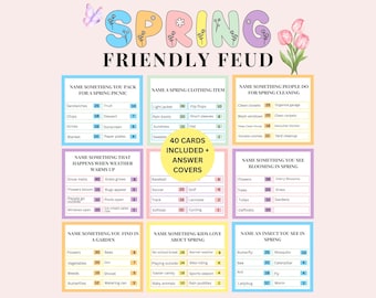 Spring Friendly Feud Game, Printable Spring Party Game for Kids Adults, Spring Game for Family Feud, Spring Trivia Quiz, Spring Office Game