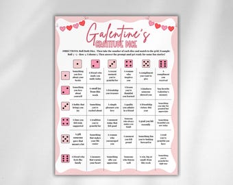 Galentine's Gratitude Dice Game, Fun Valentine's Game for Teens Adults, Roll the Dice Game, Valentine's Dice Game, Galentine's Activities