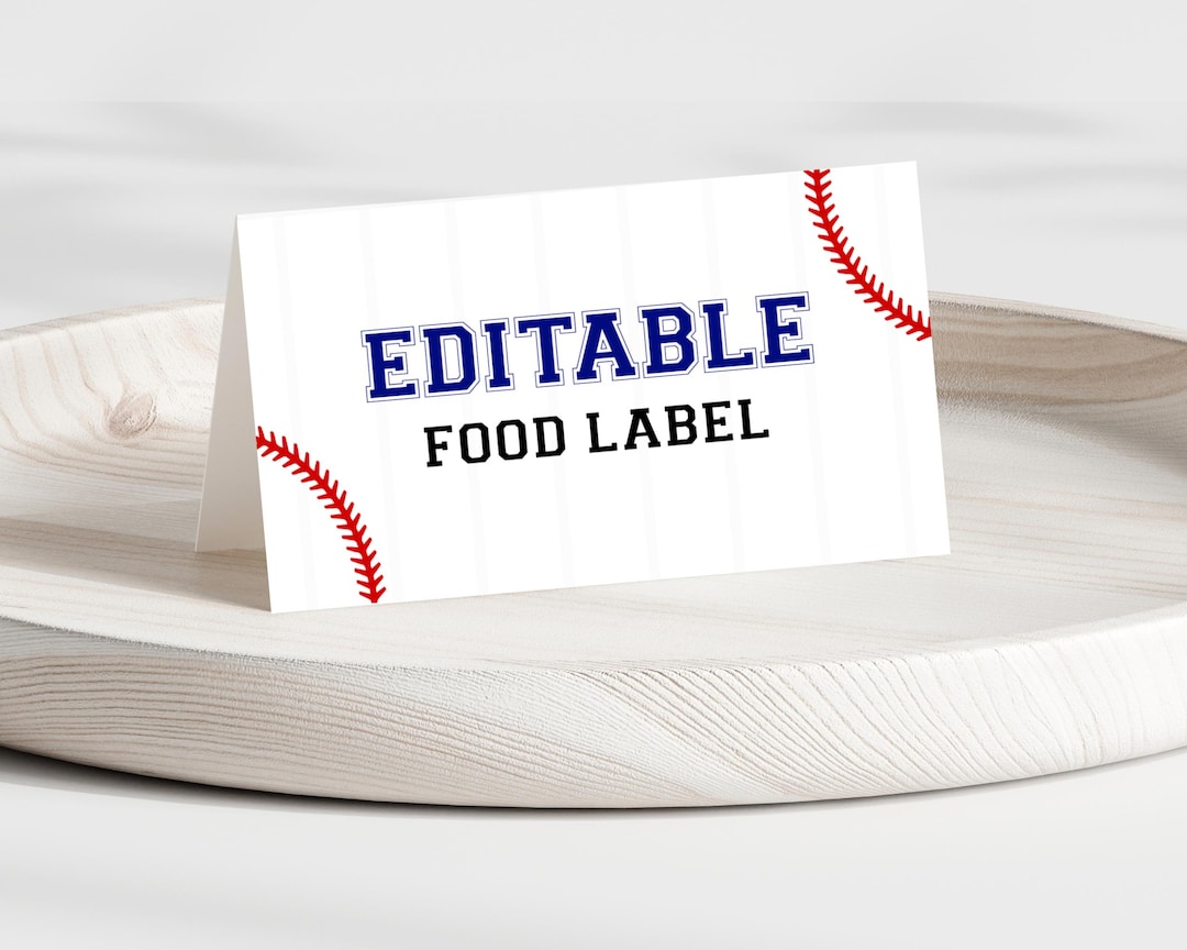 Baseball Menu Labels Baseball Birthday Party Food Labels, Rookie of the Year Party Decor ...