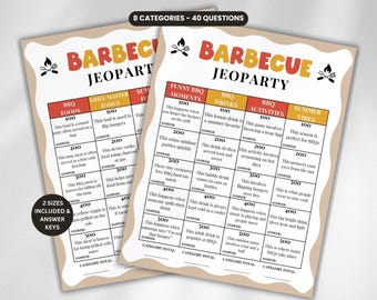 BBQ Jeopardy Game, Summer Party Game for Kids Adults, Summer Trivia, Summer Activities, Backyard BBQ Games, Cookout Game, Family Reunion