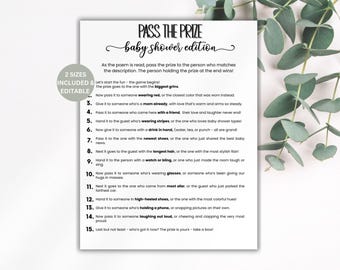 Pass The Prize Baby Shower Game, Printable Baby Shower Games, Baby Sprinkle Activity, Unique Baby Shower Game, Pass the Gift Present BSG1