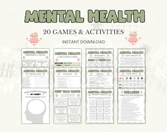 Mental Health Games Bundle, Printable Wellness Games for Kids Teens Adults Seniors, Mental Health Activities, Therapy Group Games, Self Care
