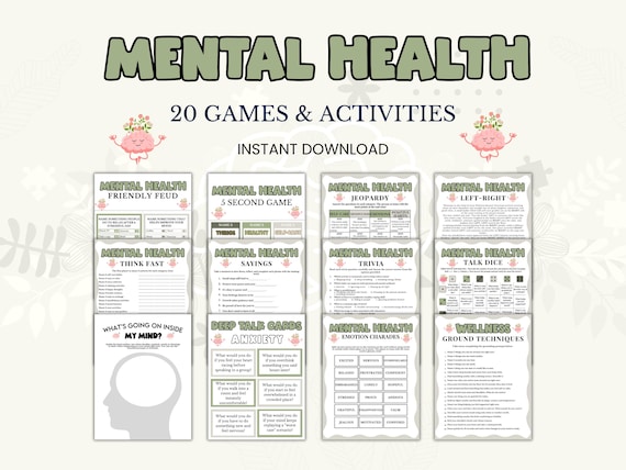 Mental Health Games Bundle, Printable Wellness Games for Kids Teens Adults Seniors, Mental Health Activities, Therapy Group Games, Self Care