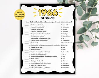 Spel med slogans för 60-årsdag, TV- och radioquiz, frågesport om trivia från 1966, 60-årsdagsspel, födelsedagsspel från 1966, född 1966