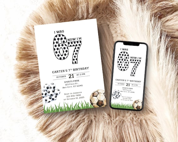 Soccer Six Seven Birthday Invitation, 6 7 meme, Soccer 7th Birthday Invitation, Digital Download, Football Birthday, Sports theme S67S