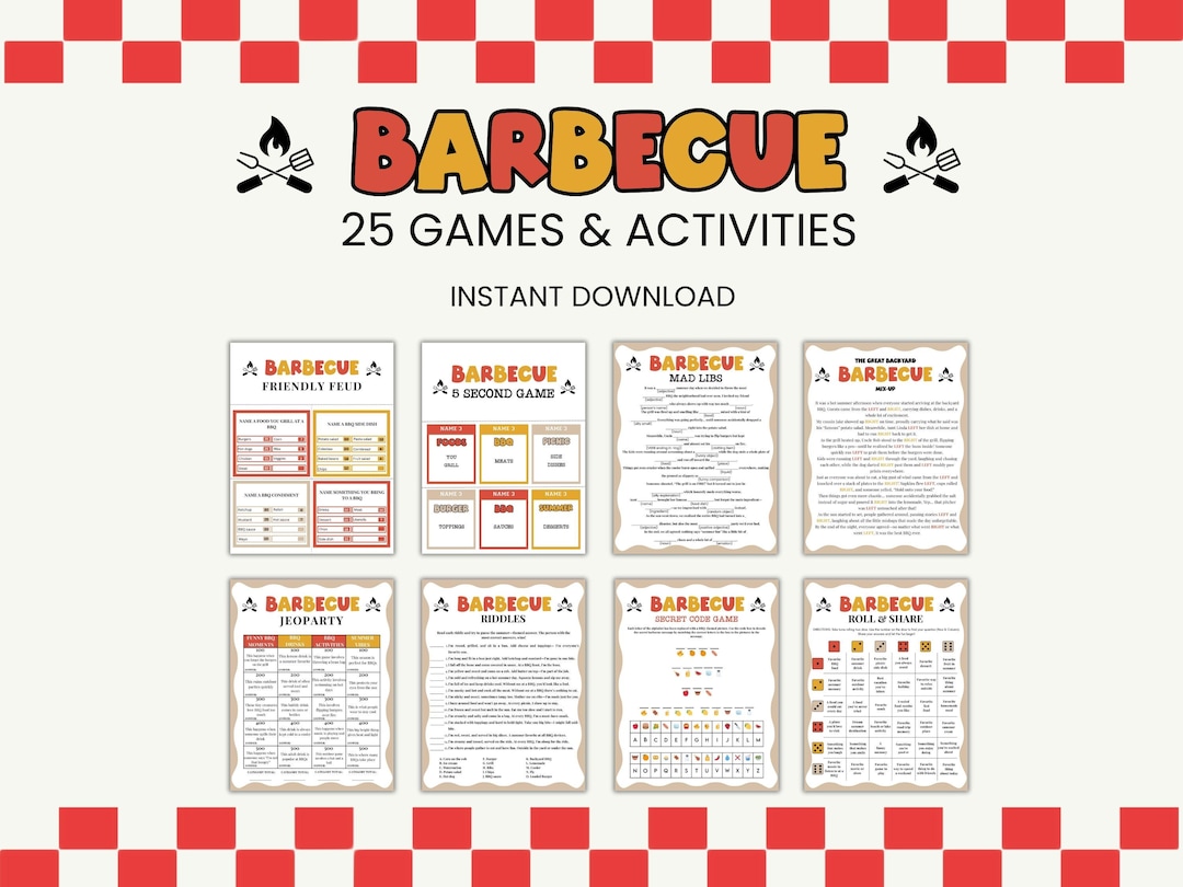 BBQ Party Games Bundle Printable, Summer Activities for Kids Adults ...
