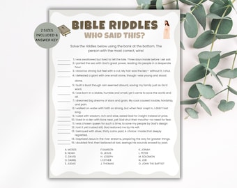 Bible Riddles, Bible Games, Who Said This?, Bible Games for Kids Adults, Womens Ministry Game, Bible Verse Trivia, Bible Activities