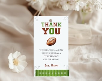 First Year Down Favor Tag, Football 1st Birthday Party Favors, Sports Birthday Party Favors, Football Thank You Favor  FD01