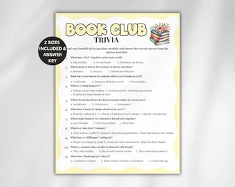 Book Club Trivia Game, Printable Book Quiz, Book Club Icebreaker Games, Bookclub Games, Literary Games, Book Lover Party Games