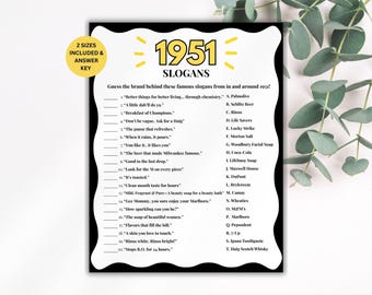 1951 Trivia Game, 75th Birthday Party Game, Class Reunion Game, Anniversary Party Game, 50s Trivia Game Night, Born in 1951 Facts